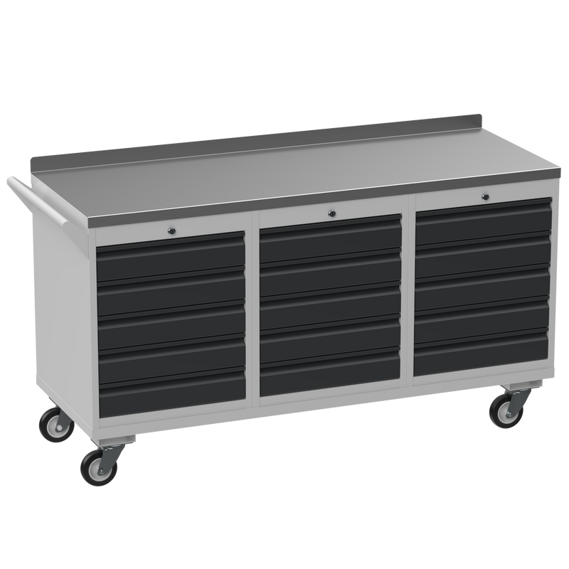 Triple Cupboard/Drawer Steel Rolling Tool Cabinet