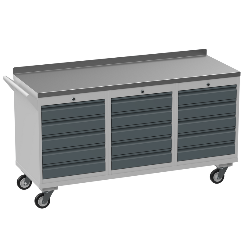 Triple Cupboard/Drawer Steel Rolling Tool Cabinet