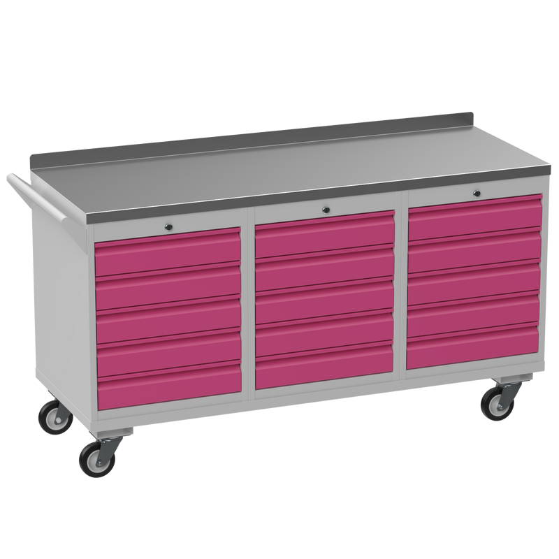 Triple Cupboard/Drawer Steel Rolling Tool Cabinet