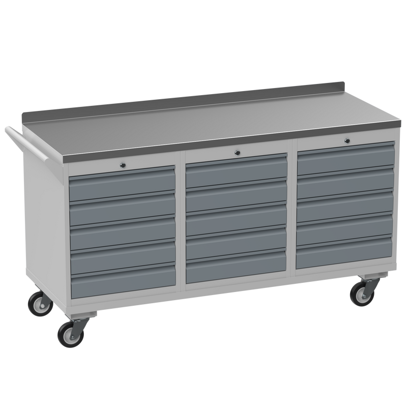 Triple Cupboard/Drawer Steel Rolling Tool Cabinet
