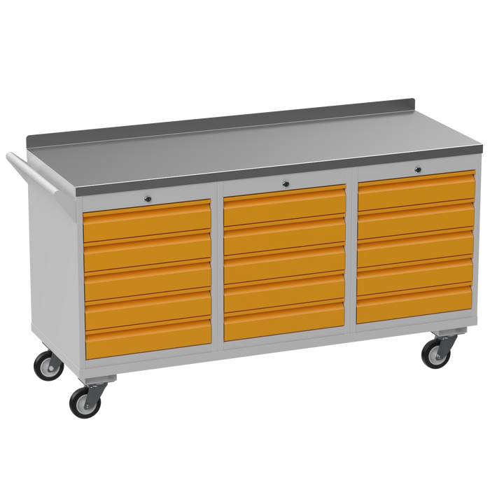 Triple Cupboard/Drawer Steel Rolling Tool Cabinet