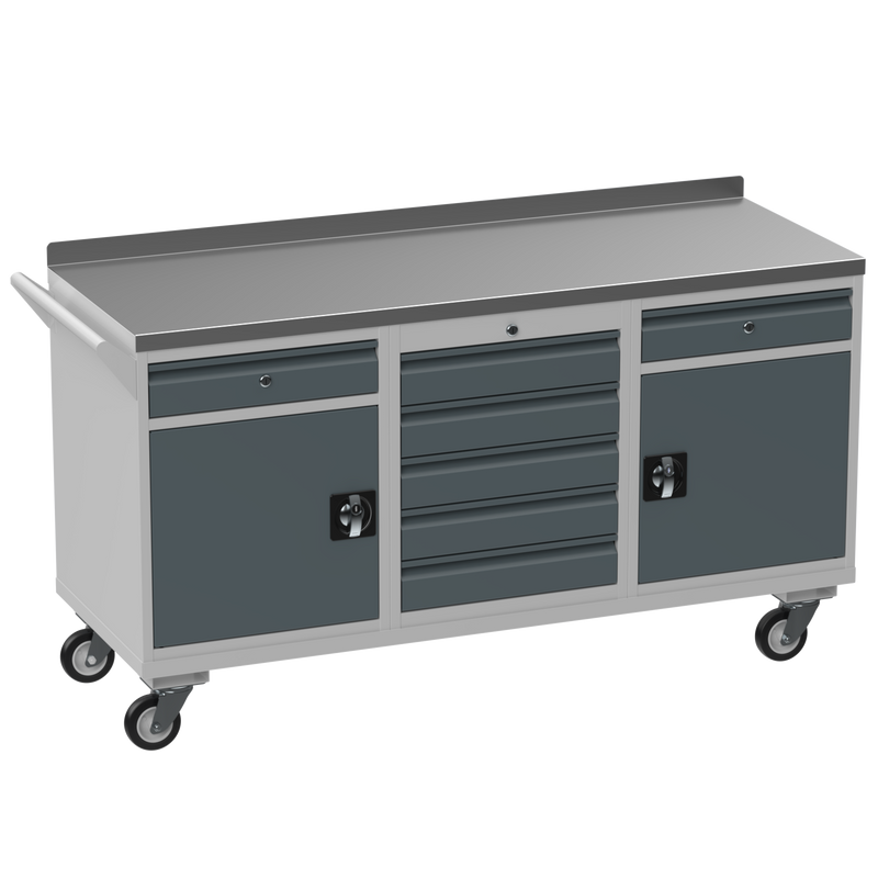 Triple Cupboard/Drawer Steel Rolling Tool Cabinet