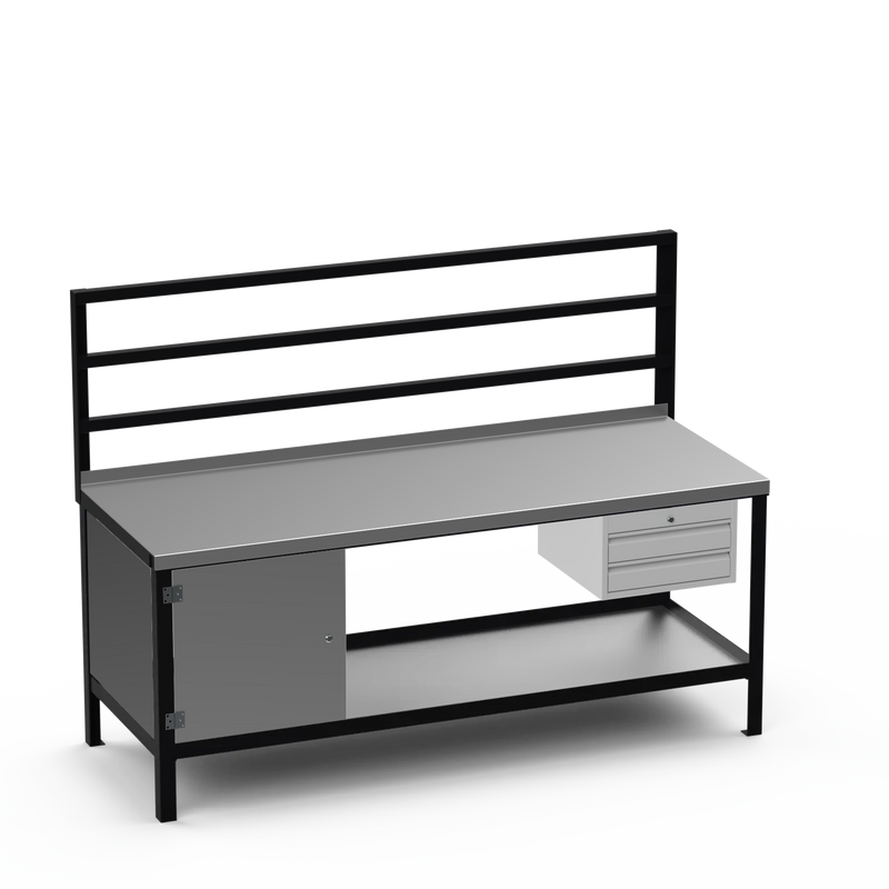 Steel Top Heavy Duty Workbench | Cupboard & 2 Drawer Storage