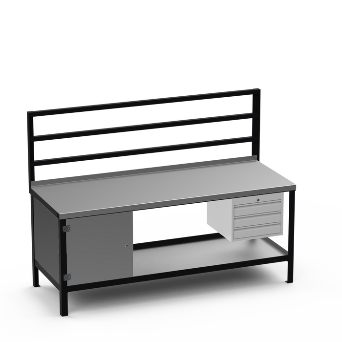 Steel Top Heavy Duty Workbench | Enclosed Cupboard & 3 Drawer Storage