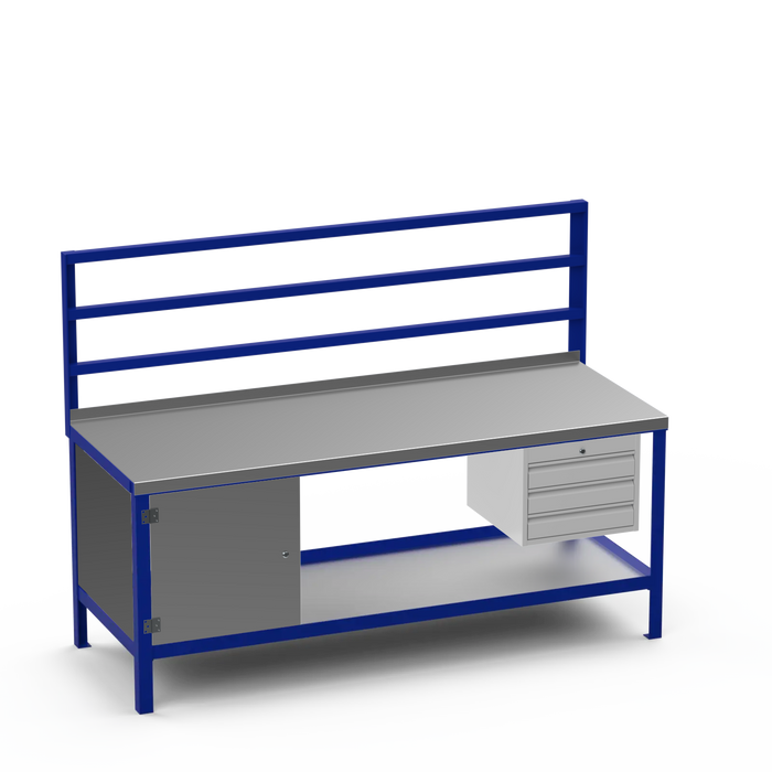 Steel Top Heavy Duty Workbench | Enclosed Cupboard & 3 Drawer Storage