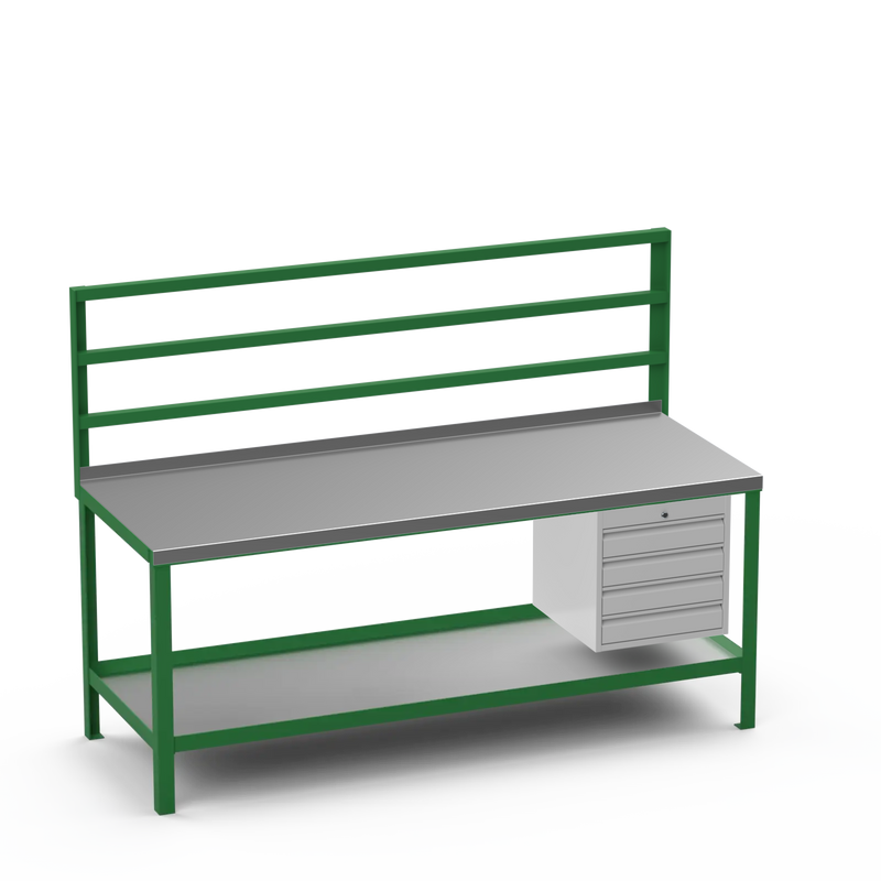 Unit Support Rails Stand Heavy Duty Steel Workbench with Pegboard Support Rails & 4 Drawer Stor ...