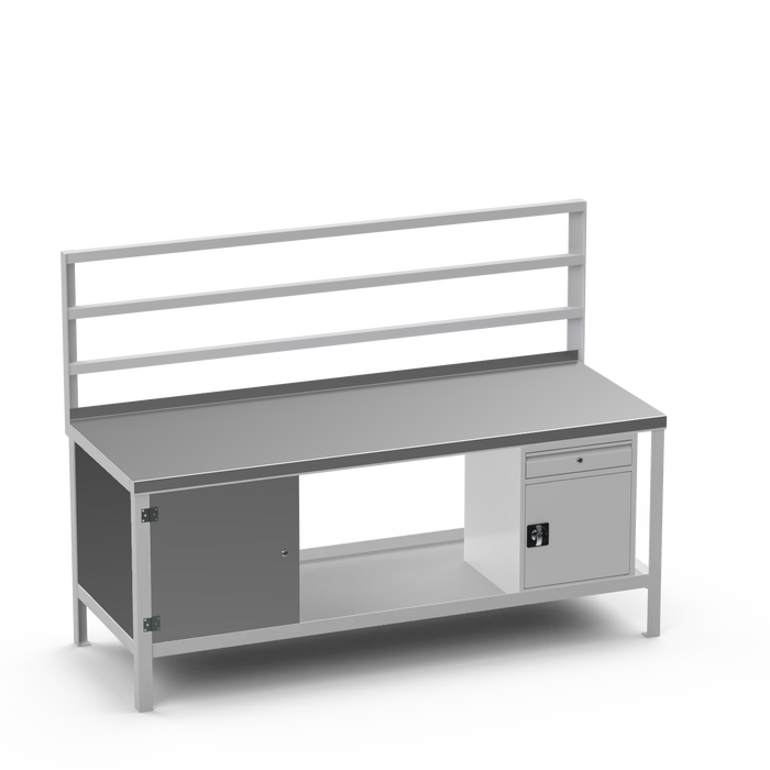 Steel Top Heavy Duty Workbench | Enclosed Cupboard & Cupboard w/ Drawer Storage