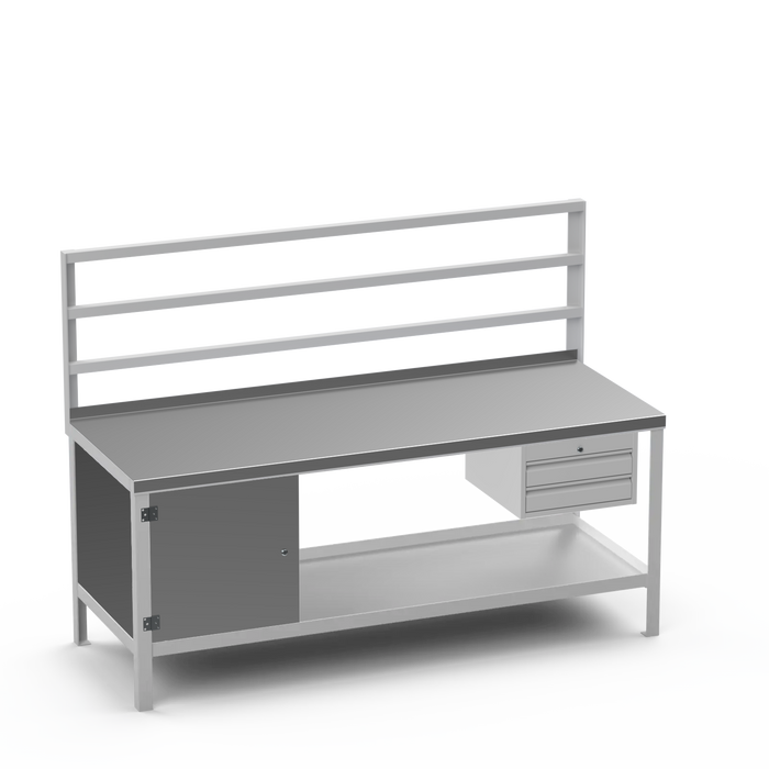 Steel Top Heavy Duty Workbench | Enclosed Cupboard & 2 Drawer Storage