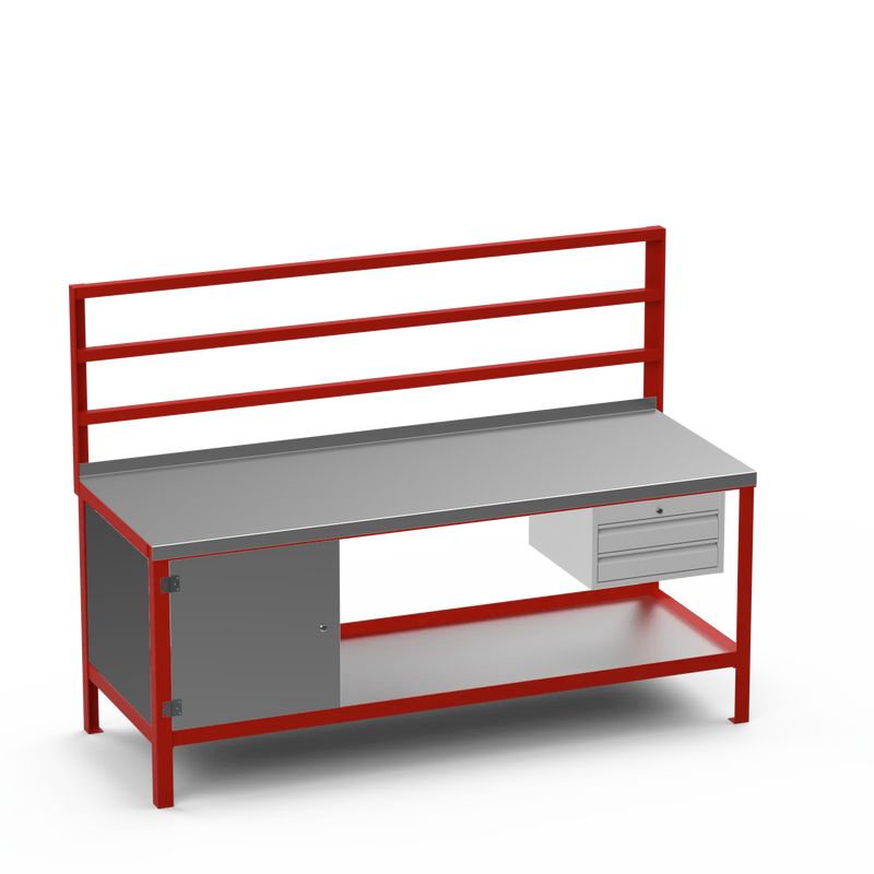 Steel Top Heavy Duty Workbench | Cupboard & 2 Drawer Storage