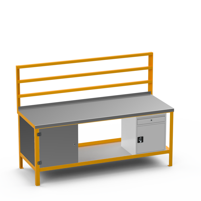 Steel Top Heavy Duty Workbench | Enclosed Cupboard & Cupboard w/ Drawer Storage