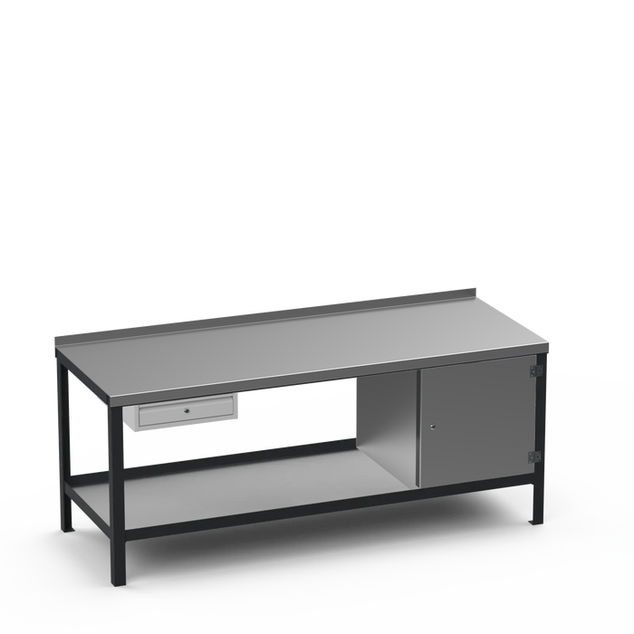 Steel Top Heavy Duty Workbench | Single Drawer & Enclosed Cupboard Storage