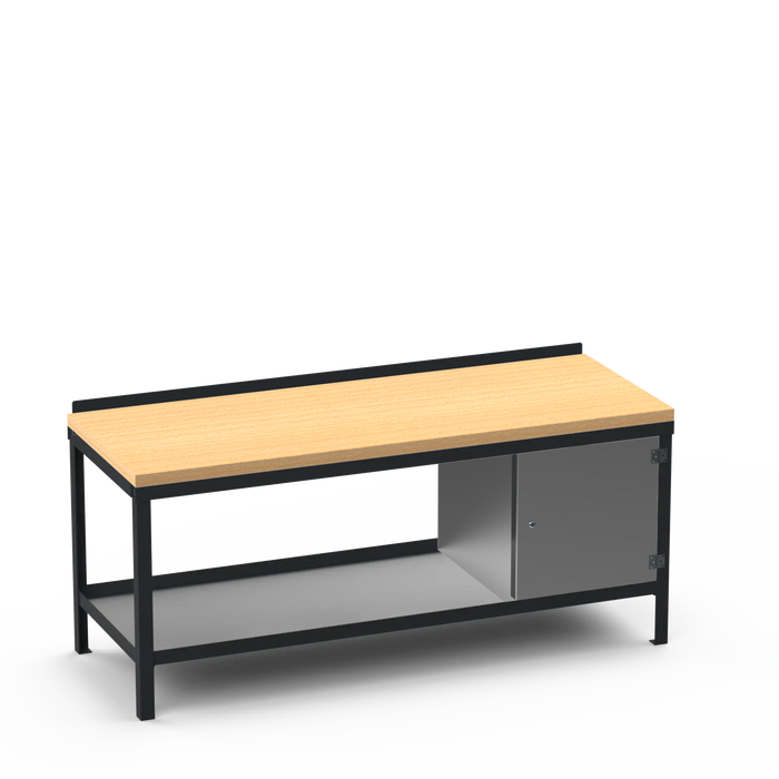 Wood Top Heavy Duty Workbench | Enclosed Cupboard Storage
