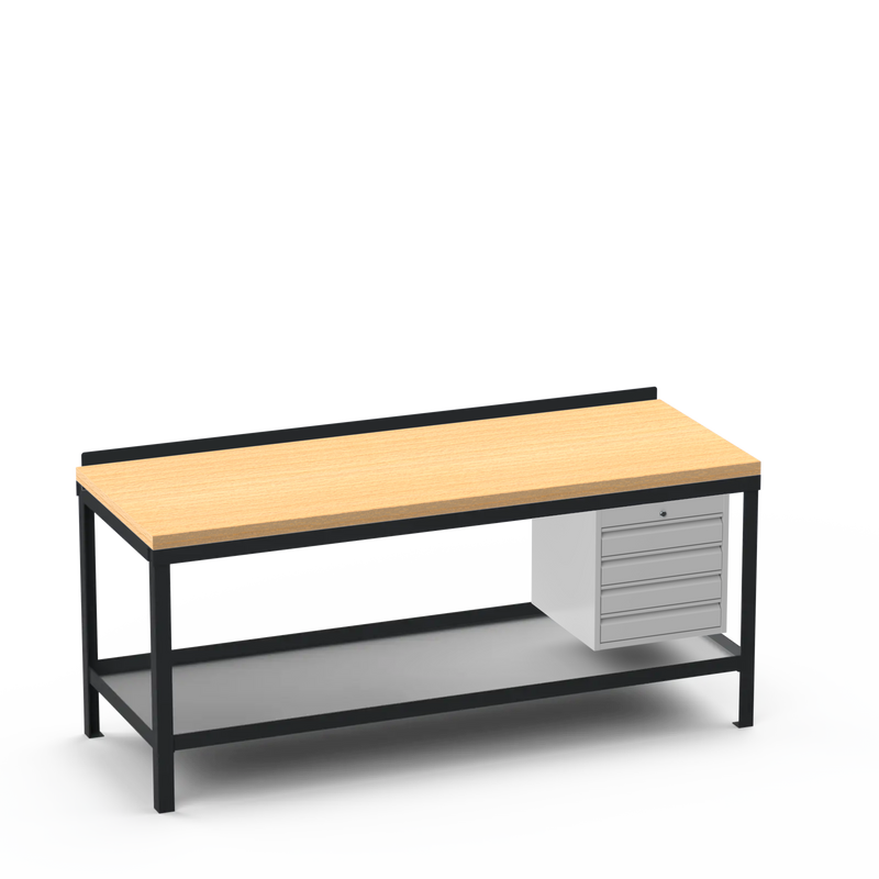 Wood Top Heavy Duty Workbench | 4 Drawer Storage
