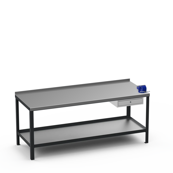 Steel Top Heavy Duty Workbench | Single Drawer & Right 4 Inch Vice Storage