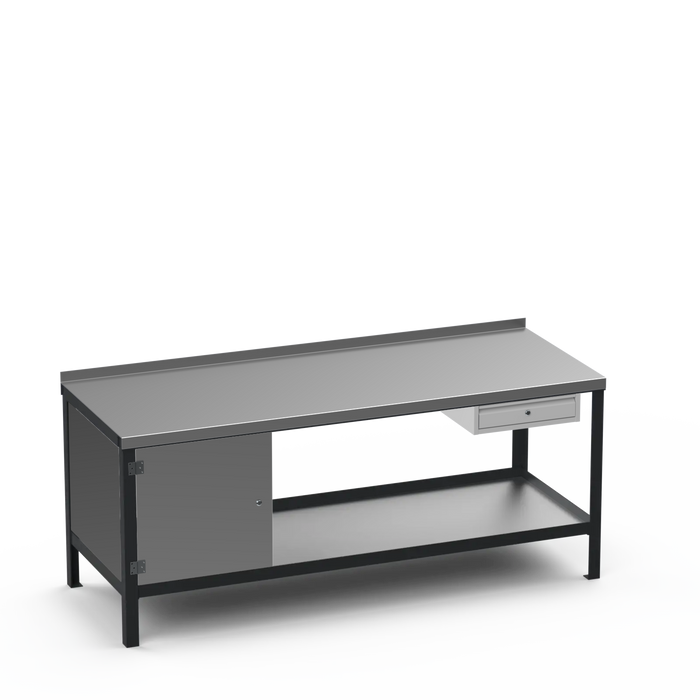Steel Top Heavy Duty Workbench | Enclosed Cupboard & Single Drawer Storage