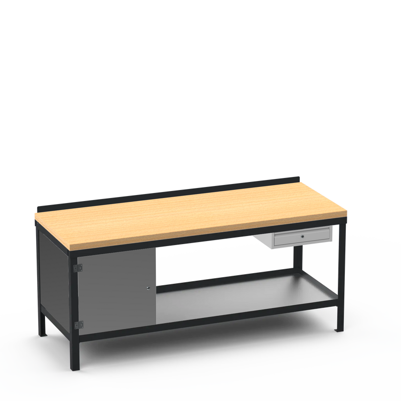 Wood Top Heavy Duty Workbench | Cupboard & Single Drawer Storage Unit