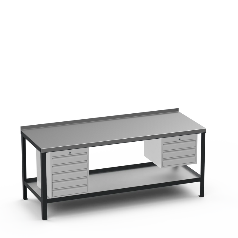 Steel Top Heavy Duty Workbench | 5 Drawer & 3 Drawer Storage