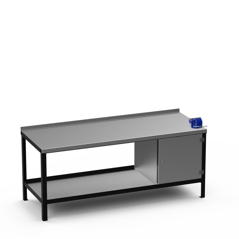 Steel Top Heavy Duty Workbench | Cupboard & 4 Inch Bench Vice