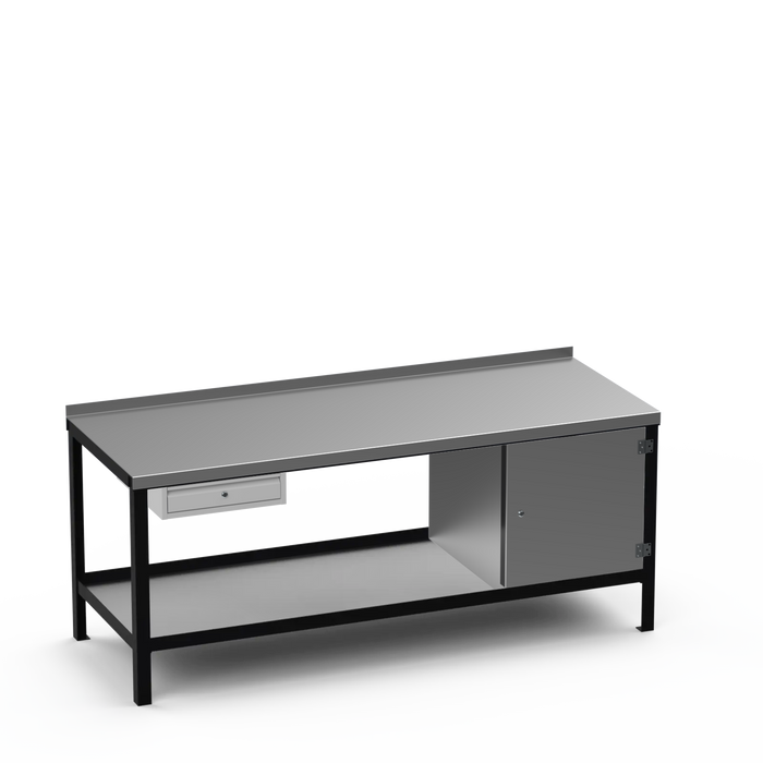 Steel Top Heavy Duty Workbench | Single Drawer & Enclosed Cupboard Storage