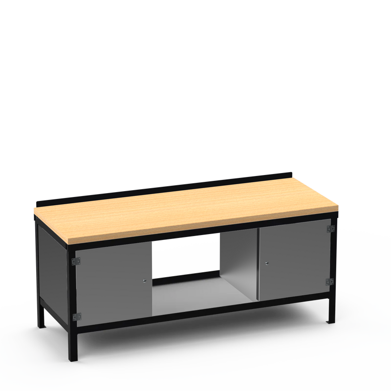 Wood Top Heavy Duty Workbench | Enclosed Cupboard & Storage