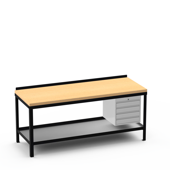 Wood Top Heavy Duty Workbench | 4 Drawer Storage