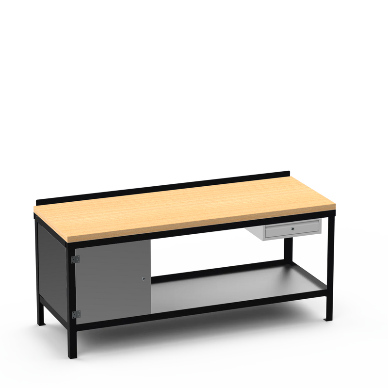 Wood Top Heavy Duty Workbench | Cupboard & Single Drawer Storage Unit