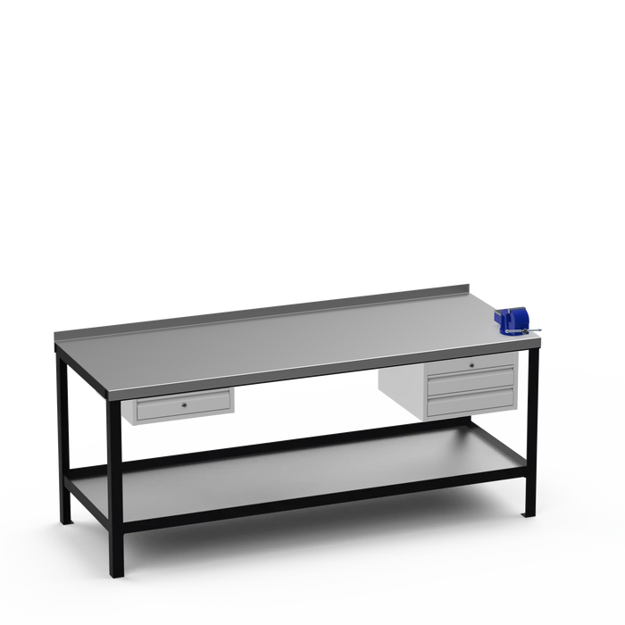 Steel Top Heavy Duty Workbench | Single Drawer & 2 Drawer & Right 4 Inch Vice