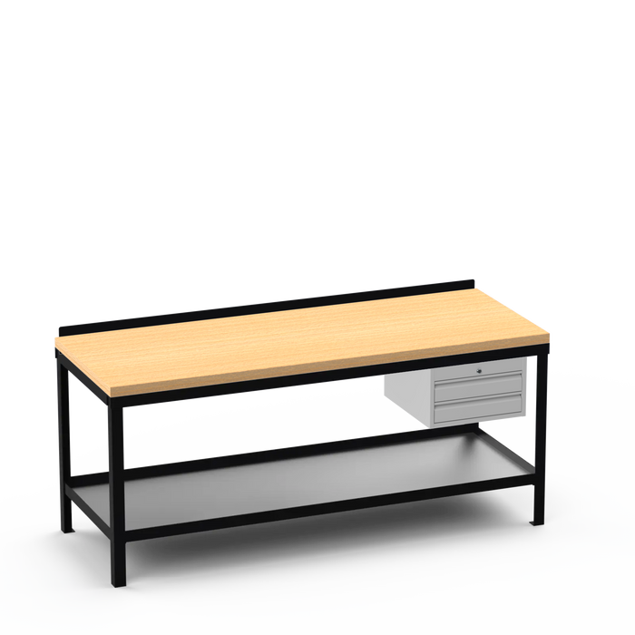 Wood Top Heavy Duty Workbench | 2 Drawer Storage