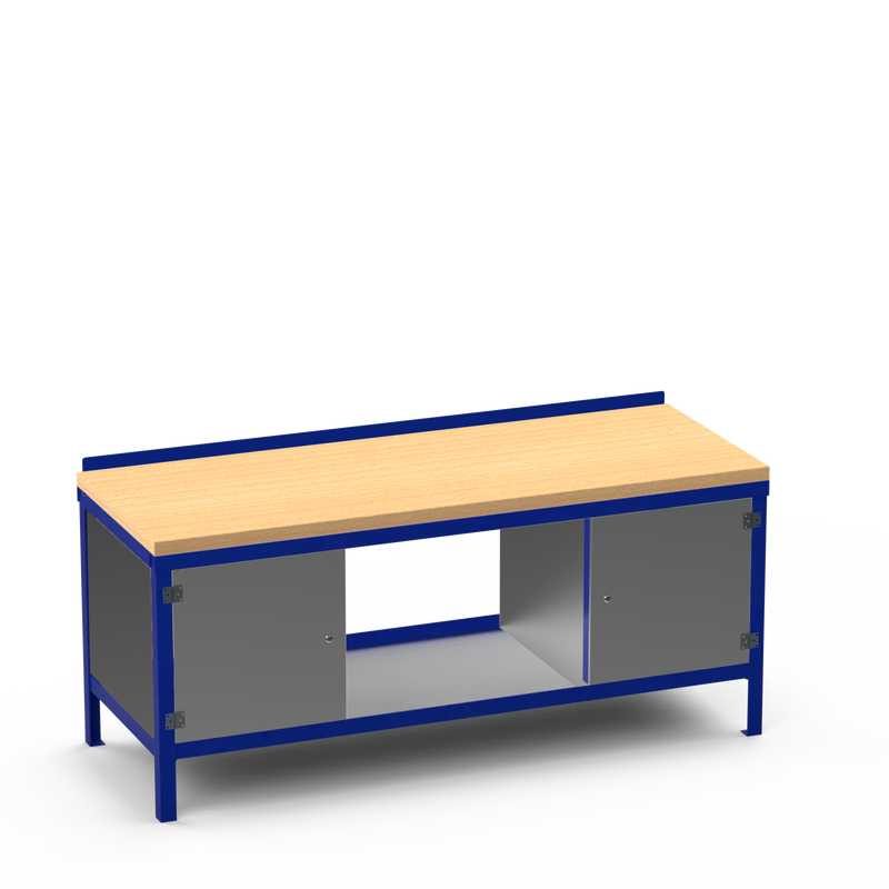 Wood Top Heavy Duty Workbench | Enclosed Cupboard & Storage