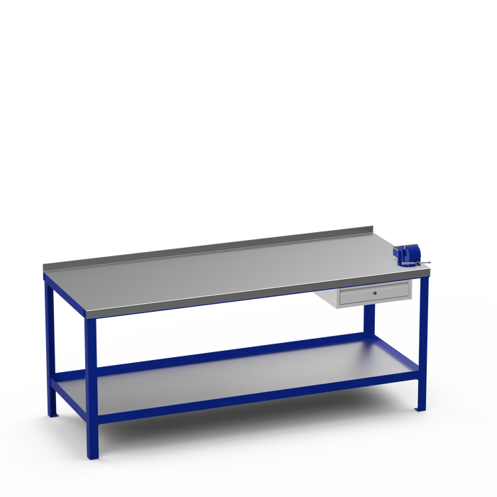 Steel Top Heavy Duty Workbench | Single Drawer & Right 4 Inch Vice Storage