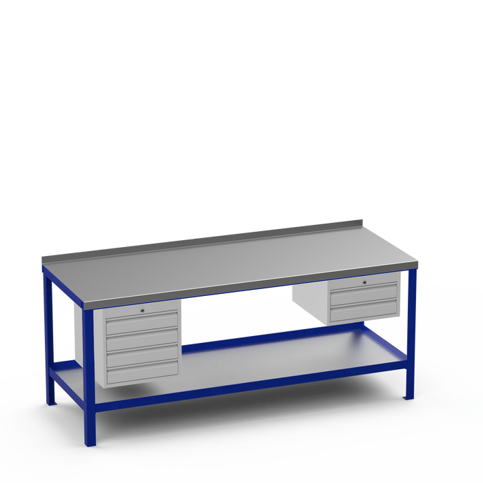 Steel Top Heavy Duty Workbench | 4 Drawer & 2 Drawer Storage