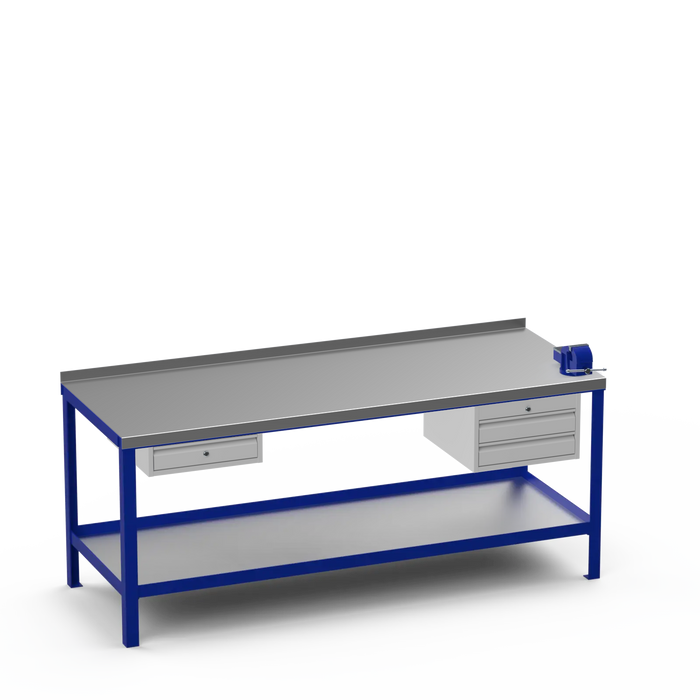 Steel Top Heavy Duty Workbench | Single Drawer & 2 Drawer & Right 4 Inch Vice