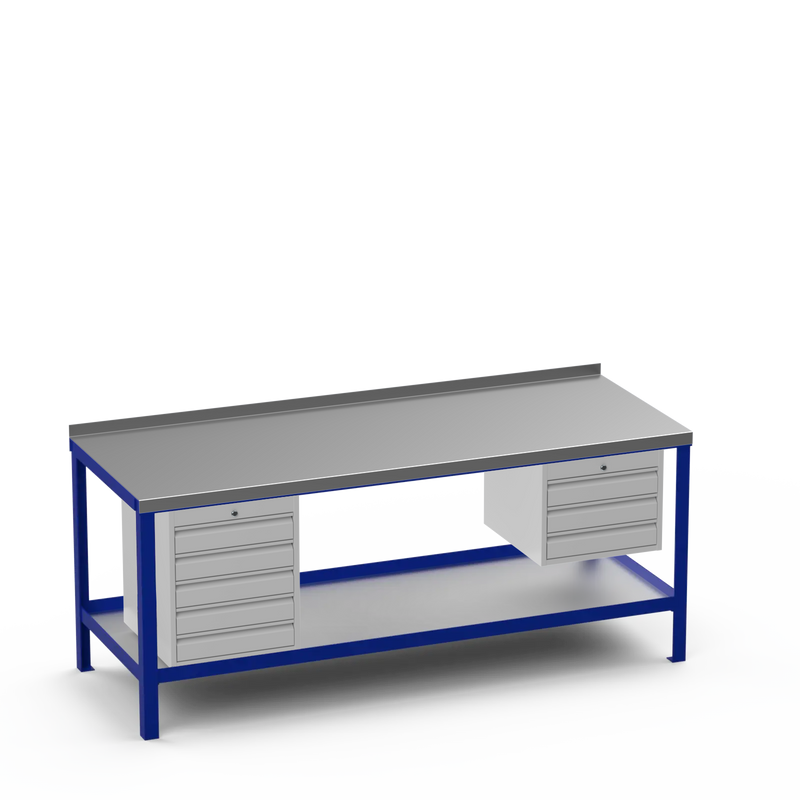 Steel Top Heavy Duty Workbench | 5 Drawer & 3 Drawer Storage