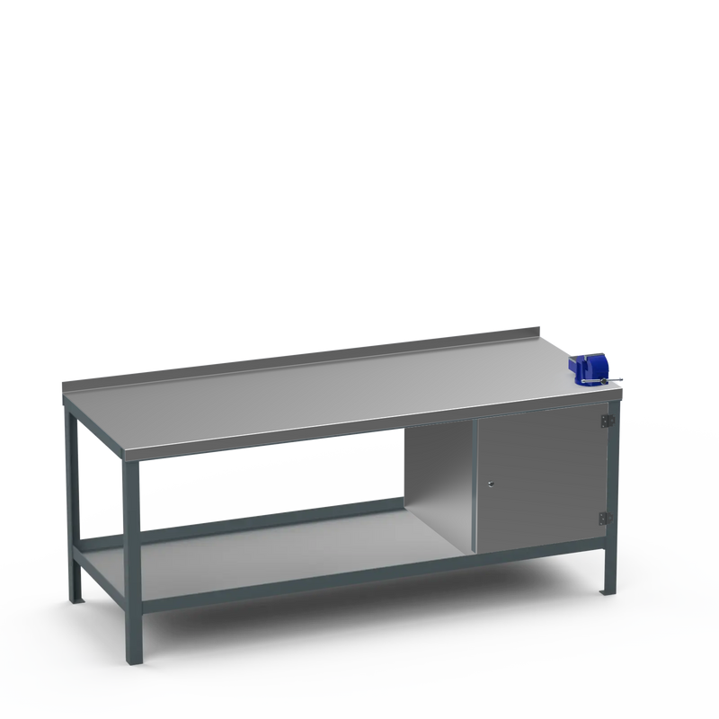 Steel Top Heavy Duty Workbench | Cupboard & 4 Inch Bench Vice