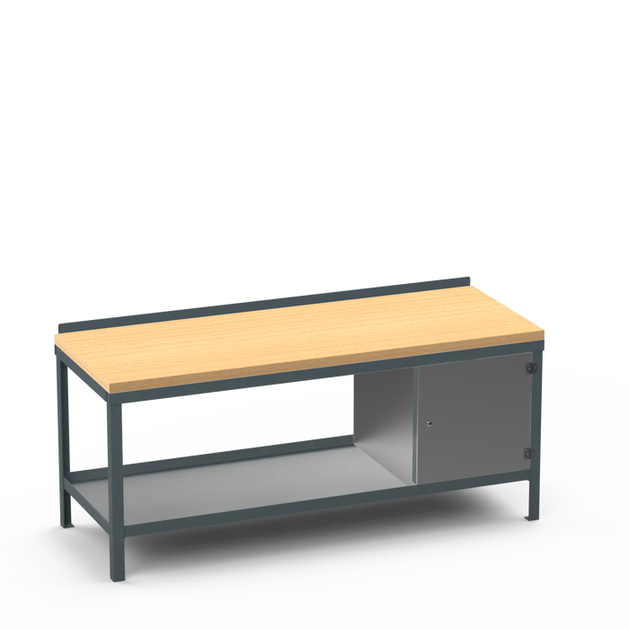 Wood Top Heavy Duty Workbench | Enclosed Cupboard Storage