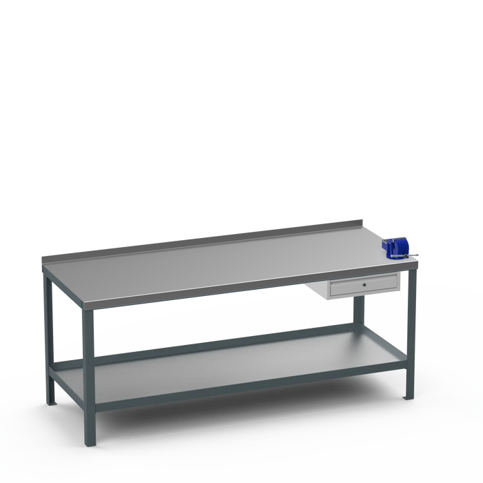Steel Top Heavy Duty Workbench | Single Drawer & Right 4 Inch Vice Storage