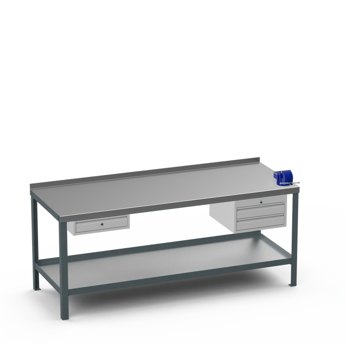 Steel Top Heavy Duty Workbench | Single Drawer & 2 Drawer & Right 4 Inch Vice