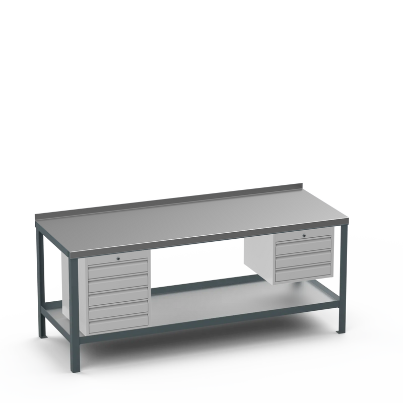 Steel Top Heavy Duty Workbench | 5 Drawer & 3 Drawer Storage