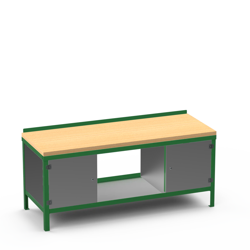 Wood Top Heavy Duty Workbench | Enclosed Cupboard & Storage