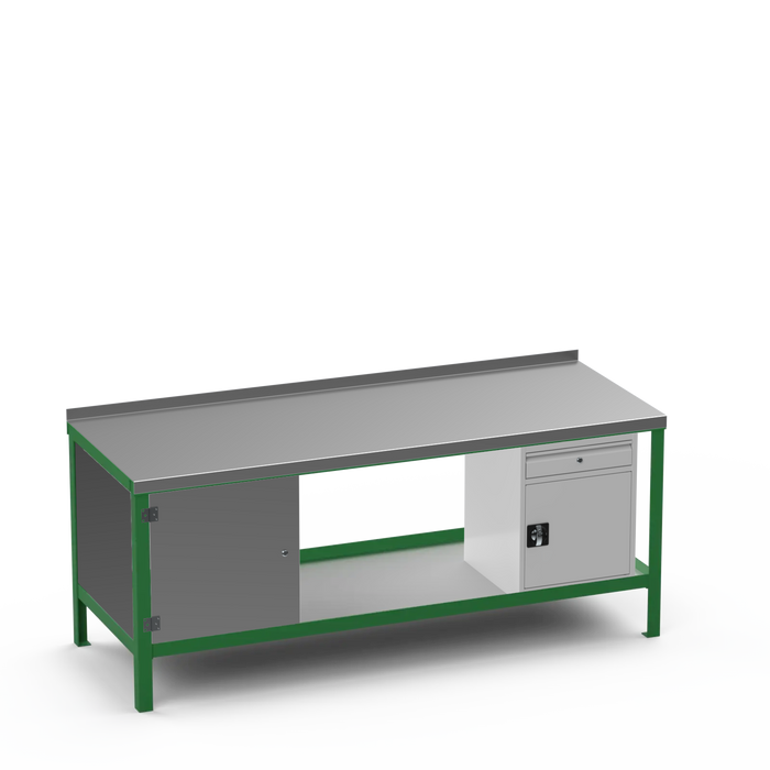 Steel Top Heavy Duty Workbench | Enclosed Cupboard & Cupboard w/ Drawer Storage