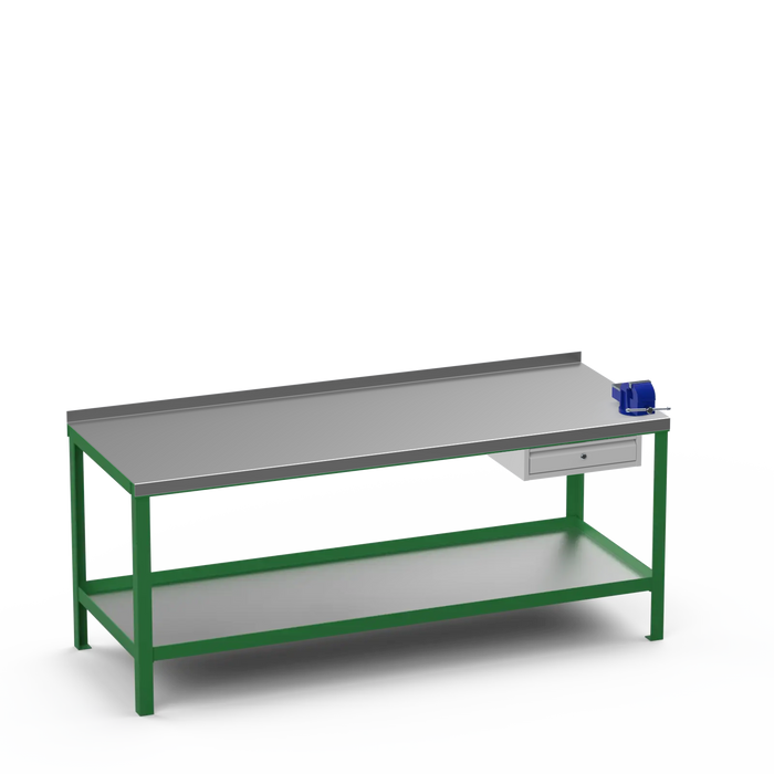 Steel Top Heavy Duty Workbench | Single Drawer & Right 4 Inch Vice Storage