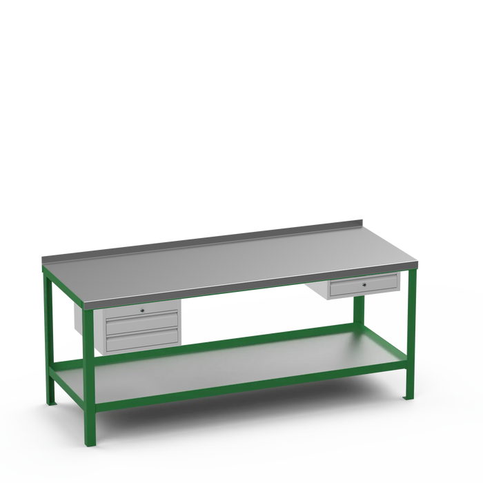 Steel Top Heavy Duty Workbench | 2 Drawer & Single Drawer Storage