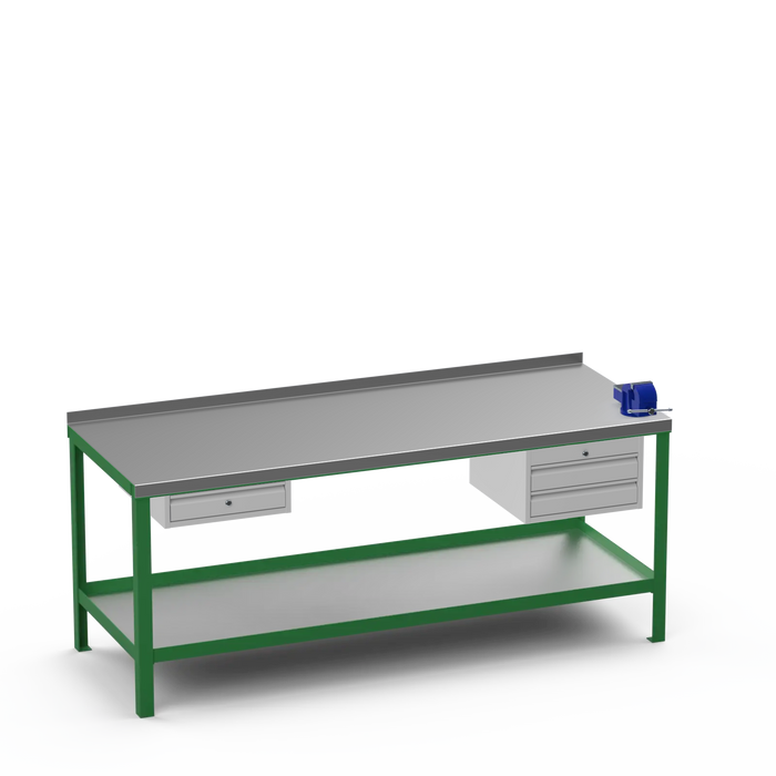 Steel Top Heavy Duty Workbench | Single Drawer & 2 Drawer & Right 4 Inch Vice