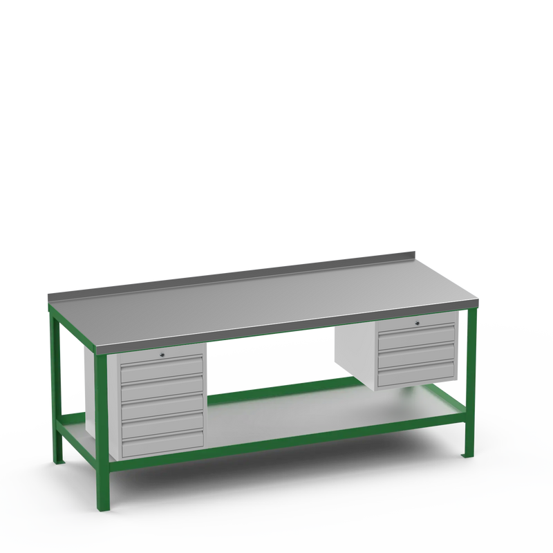 Steel Top Heavy Duty Workbench | 5 Drawer & 3 Drawer Storage