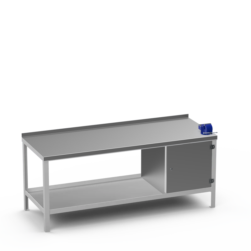 Steel Top Heavy Duty Workbench | Cupboard & 4 Inch Bench Vice