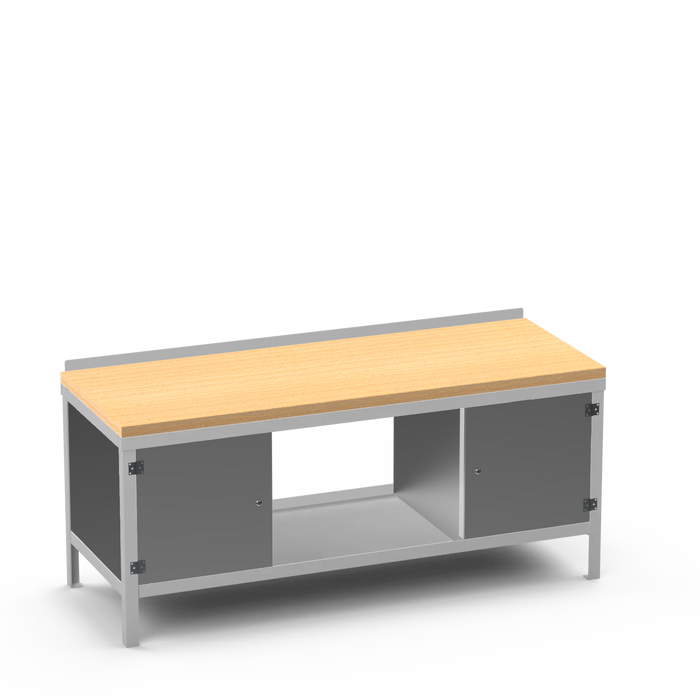 Wood Top Heavy Duty Workbench | Enclosed Cupboard & Enclosed Cupboard Storage
