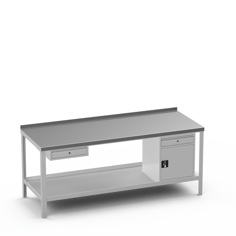 Steel Top Heavy Duty Workbench | Single Drawer & Cupboard w/ Drawer Storage