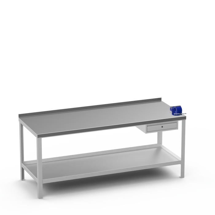 Steel Top Heavy Duty Workbench | Single Drawer & Right 4 Inch Vice Storage