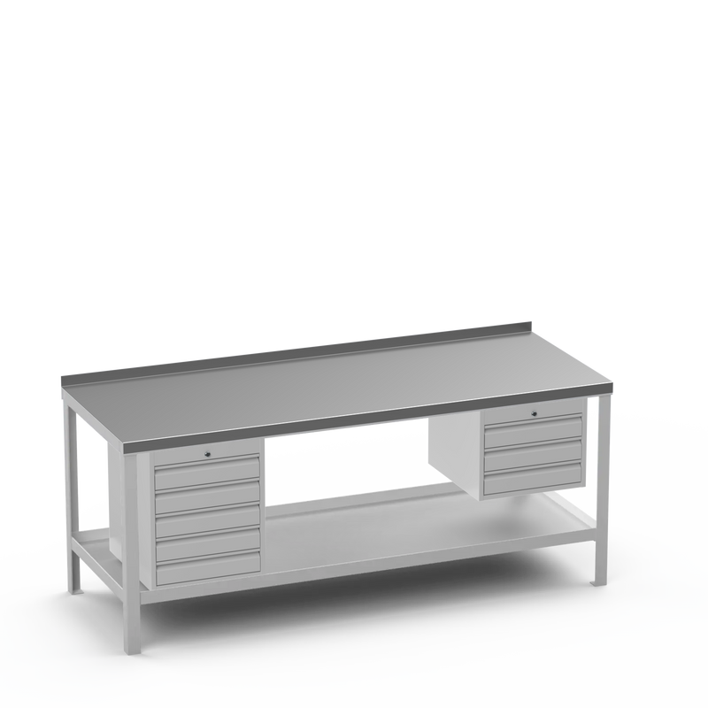 Steel Top Heavy Duty Workbench | 5 Drawer & 3 Drawer Storage