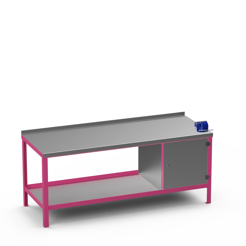 Steel Top Heavy Duty Workbench | Cupboard & 4 Inch Bench Vice